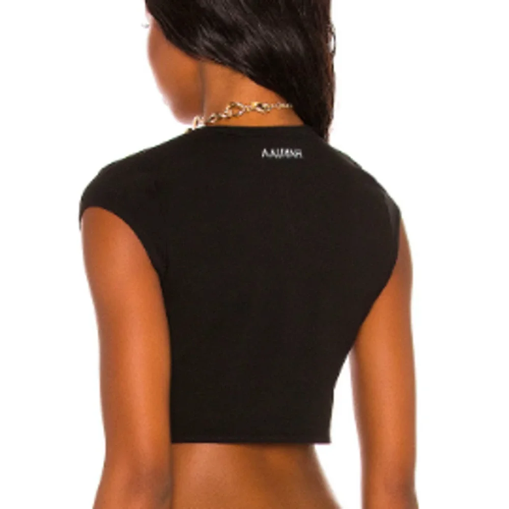 AALIYAH x REVOLVE Aaliyah Crop Top Size XXS / XS Black Classic Stretch NEW - Picture 2 of 6
